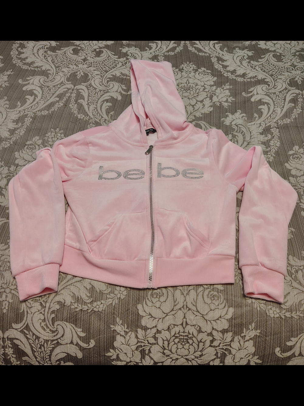 BeBe Pink Velour Logo Sweat Suit.